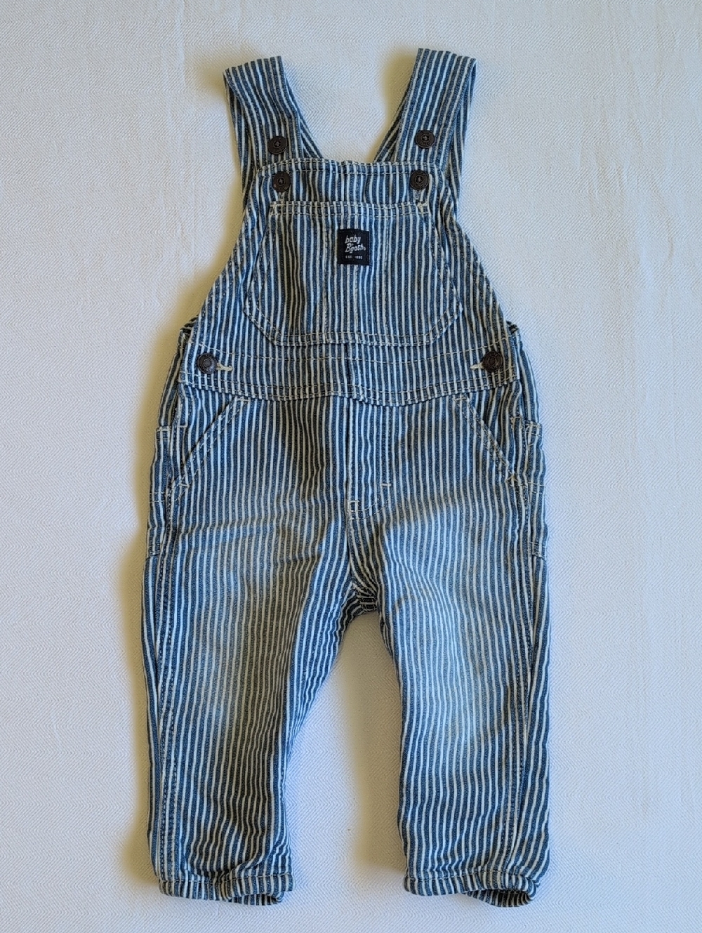 baby b'gosh vestbak railroad stripe stretch knit denim overalls 12 months baby